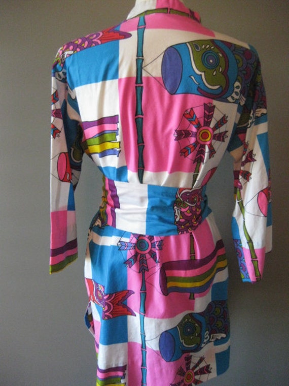 Vintage Tiki Design Hostess Tunic Shirtdress  - image 3