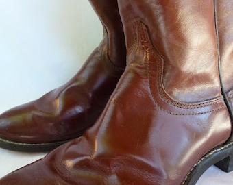 Bottes Western Laredo En Cuir Noir Vintage - Taille 6 Femme - Style Cowboy équitation
