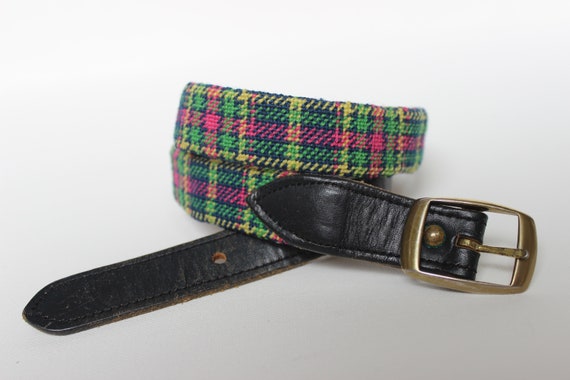 Vintage Needlepoint Belt Preppy Plaid Needlepoint