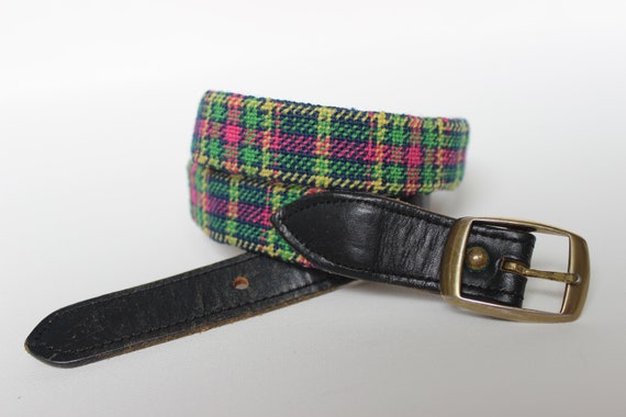 Vintage Needlepoint Belt Preppy Plaid Needlepoint… - image 1