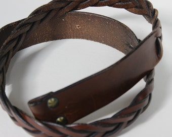 Leather Braided Brown Belt Replacement Strap Double Snap