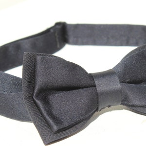 Vintage Satin and Wool Black Double Bow Tie image 1