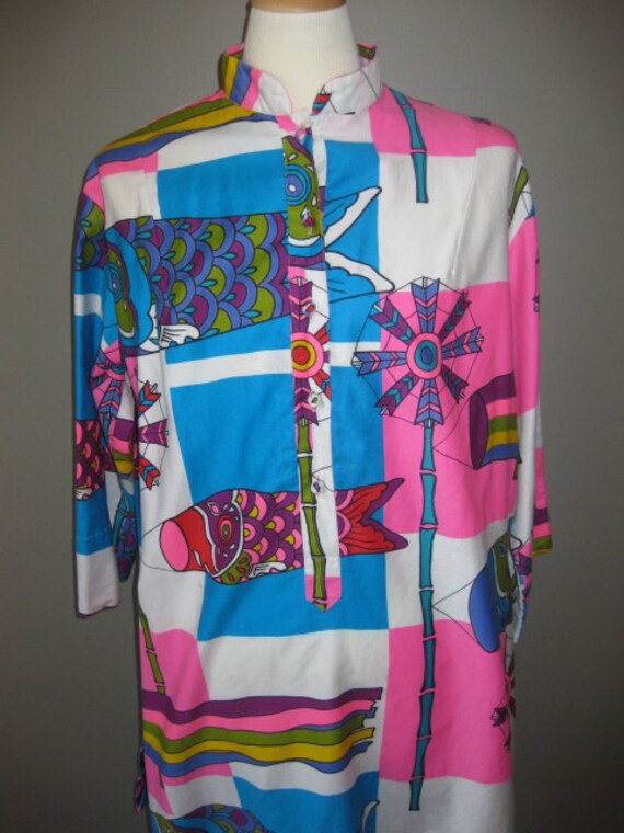 Vintage Tiki Design Hostess Tunic Shirtdress  - image 4