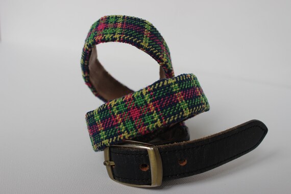 Vintage Needlepoint Belt Preppy Plaid Needlepoint… - image 2