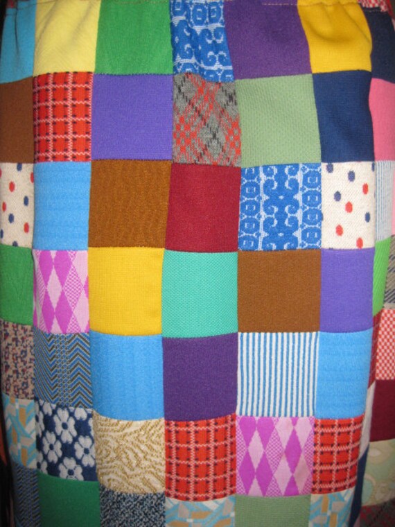 Groovy Patchwork Double Knit Maxi Long Skirt with… - image 2