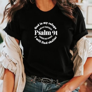 Shirt Psalm 91 christelijke geschenken geloof geïnspireerd T-shirt met korte mouwen christelijk T-shirt christelijke kleding cadeau voor gelovigen religieuze geschenken