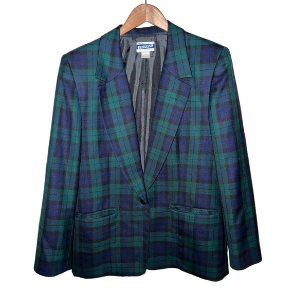 Pendleton Vintage Blazer Size 14 Tartan Plaid Woo… - image 1