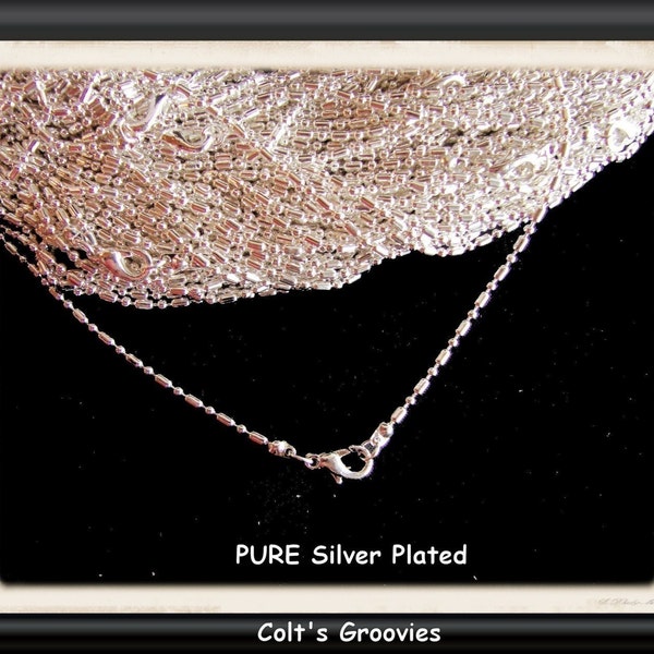 50 PURE SILVER Plated BALL BAR necklaces -- SUPER SUPER SHINY---18 inches in length ------ 1.6mm --TINY --ball bar necklaces with lobster clasp------------NICKEL FREE-----------HIGH QUALITY------------fits our small bails