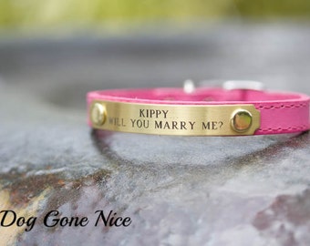 Leather Dog Collar Personalized, Wedding  Dog Collar, Marry Me, Proposal  Collar, Wedding, Engagement Pet Collar, Bridal Dog Collar