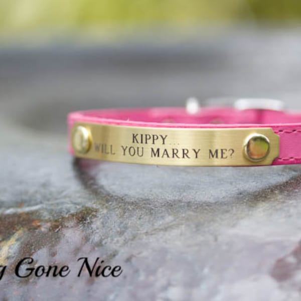 Personalized Leather Wedding Dog Collar, Engagement Proposal Collar