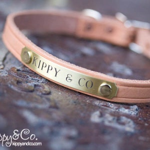 Leather Dog Collar Personalized, Small Leather Dog Collar, Studded Collar, Personalized Dog Collar, Thin Leather Dog Collar, 1/2 inch wide image 3