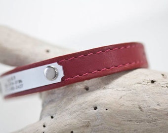 Red Leather Dog Collar, Personalized Leather Dog Collar, Designer Dog Collar, 1/2 inch wide, think dog collar, Collar with name, Dog Collar