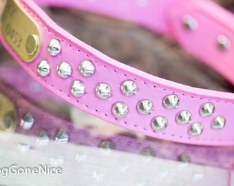 Personalized Leather Dog Collar, Soft Pink Leather Collar, Pink Leather Dog Collar, Engraved Dog Collar, Dog Collar with Name, Personalized