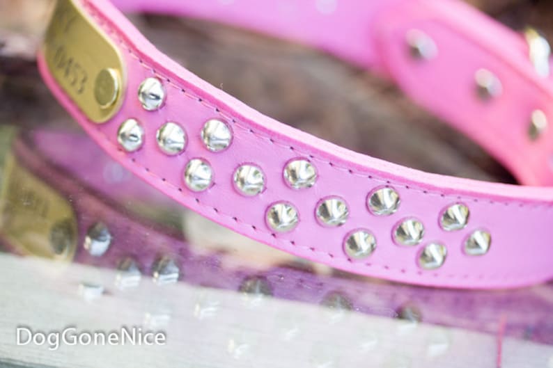 Personalized Leather Dog Collar Soft Pink Leather Collar Etsy