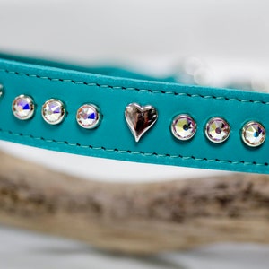 Dog Collar with hearts and crystals, 1 inch wide rhinestone collar, heart concho collar, swarovski crystals, bling dog collar, puppy collar