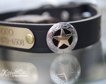 Texas Star Dog Collar, Texas Ranger Dog Collar, Personalized Dog Collar,  Concho Dog Collar, Leather Collar, Soft Leather Collar, Sturdy