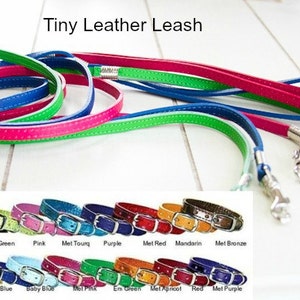 3/8 Cat, Rabbit, Ferret, Guinea Pig, Small Pet, Teacup Dog Leashes Tiny Leather Leash, Small Clasp Leash, Small Leather Leash, Chihuahua image 1