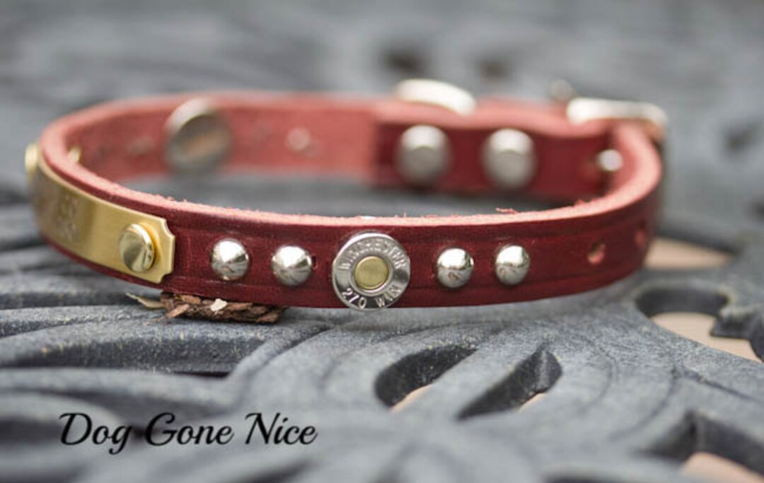 Personalized Leather Dog Collar, Gun Dog Collar, Small Leather Collar
