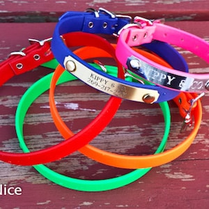 Waterproof Dog Collar, Small Waterproof Collar, narrow width collar, Vegan Leather Collar with Personalized Name Plate, Waterproof Collar