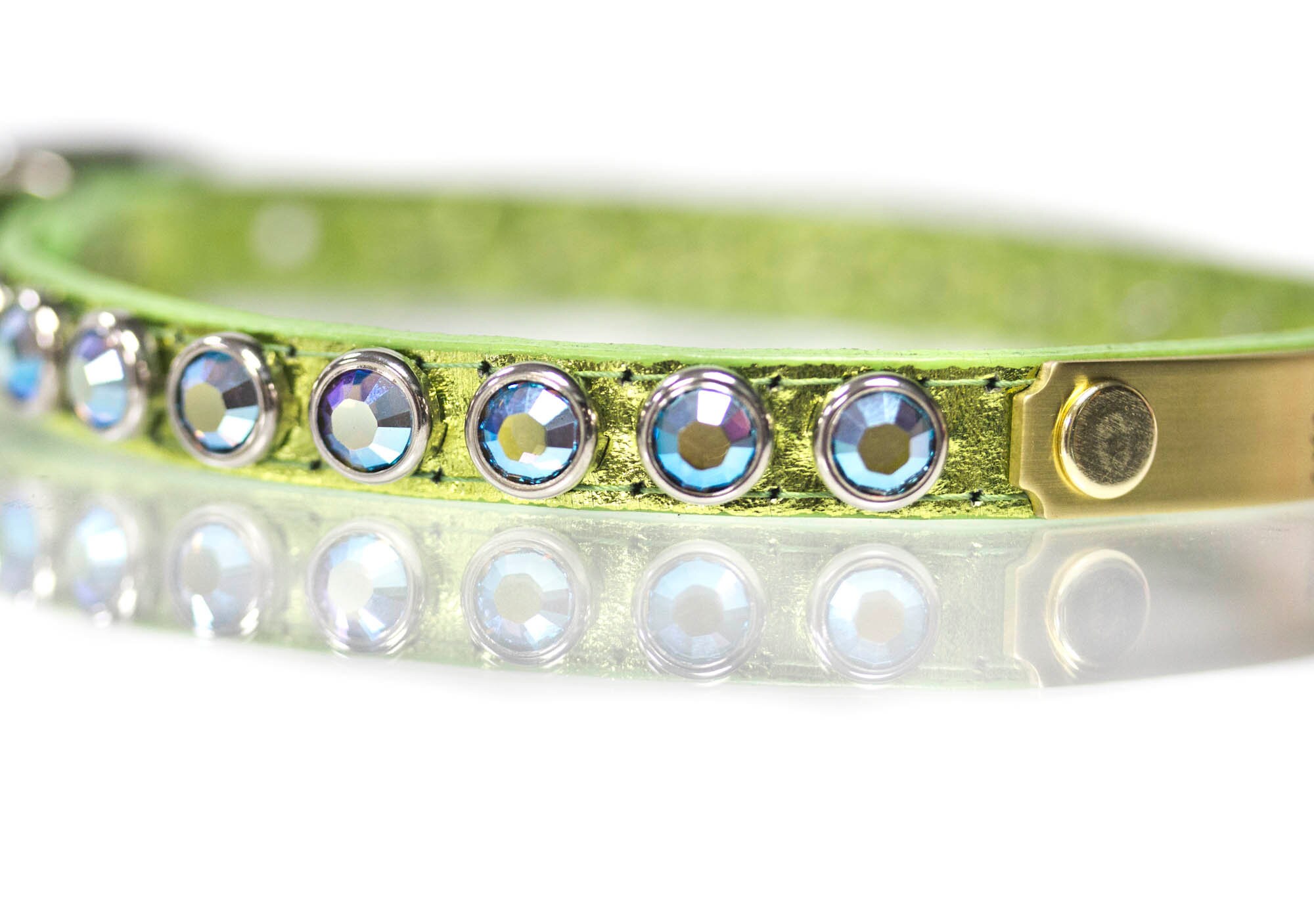 本革・スワロフスキ・グラスストーンの犬用首輪 犬用、首輪、クロス