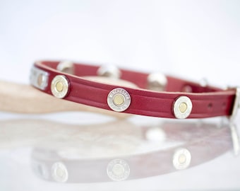 Leren Latigo-halsband, Winchester-concho, handgemaakt