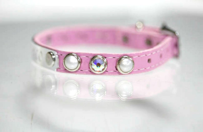 Personalized Leather Dog Collar Crystal Dog Collar Fashion Etsy