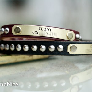 Leather Dog Collar Personalized, Small Leather Dog Collar, Studded Collar, Personalized Dog Collar, Thin Leather Dog Collar, 1/2 inch wide image 2