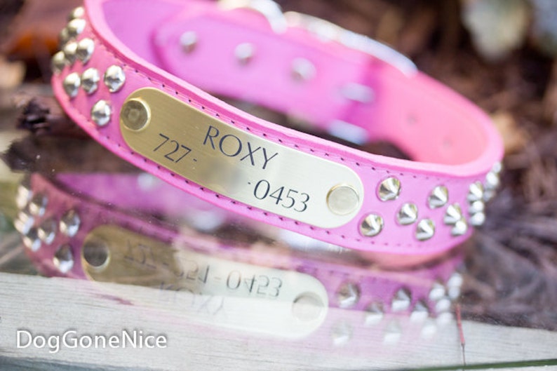 Personalized Leather Dog Collar Soft Pink Leather Collar Etsy