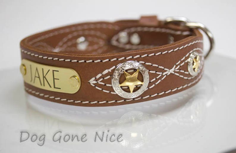 Personalized Texas Star Dog Collar Concho Dog Collar Big Dog Etsy