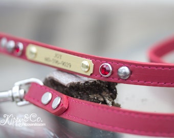 Red Leather Dog Leash, Red Leather Crystal, Personalized Dog Leash, Leather Leash, Dog Leash, Leather Dog Leash, Red Leash, Soft Leash