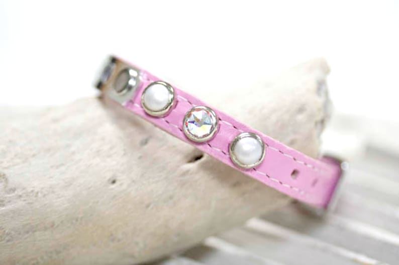 Personalized Leather Dog Collar Crystal Dog Collar Fashion Etsy