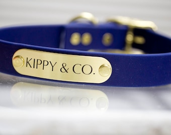 Waterproof Dog Collar with Engraved Nameplate – Handmade Biothane