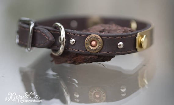 Chihuahua Dog Collar Personalized 12 Gauge Leather Collar 12