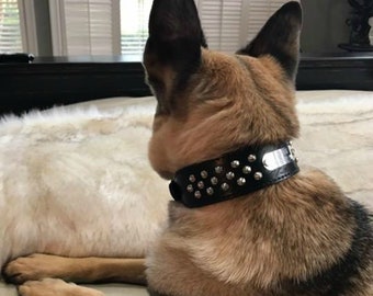 2 inch Leather Collar, Personalized Collar, 2 inch Dog Collar, Wide Dog Collar, Engraved Dog Collar, Big Collar, Pitbull Dog, Sturdy Collar