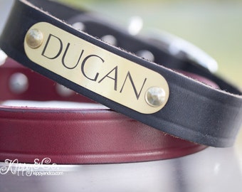 Engraved Leather Dog Collar, Personalized Pet Collar