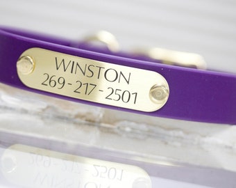 Waterproof Dog Collar - Custom Engraved Nameplate - No Stink BioThane - Rugged Adventure Gear - Personalized Hunting Dog Collar Made in USA