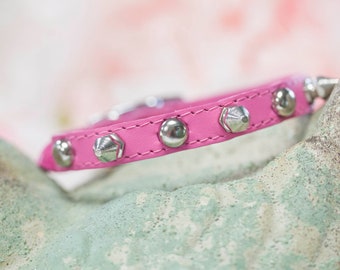 Spiked Leather Dog Collar, Small Breed, Handmade USA