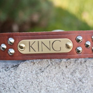 Big Dog Cone Stud Dog Collar, Personalized Leather Dog Collar, Studded Leather Dog Collar, Pit Bull Dog Collar image 2