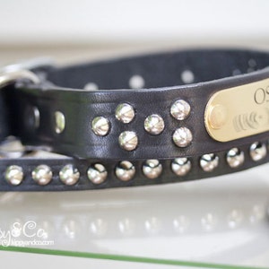 Leather Dog Collar, Black Leather Dog Collar, Personalized Leather Collar, 1 inch wide, Studded Collar Dog, Soft Leather Collar, Dog Collar image 5