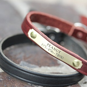 Collar de cuero para perros con nombre, collar de perro personalizado grabado, collar de perro personalizado con placa de nombre, collar de cuero para perros