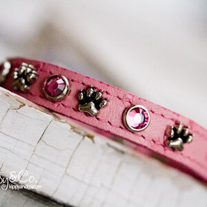 Leather Dog Collar, Leather Collar, Small Dog Collar, 1/2 inch wide, Thin Dog Collar, Puppy Collar, Dog Collar, Custom Collar with crystals