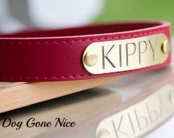 Minimalist Dog Collar, Leather Dog Collar, Custom Gift, Custom Leather Dog Collar, 1 inch collar, personalized gift