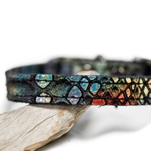 Suede Leather Dog Collar, Rainbow Multi-Color Leather, Dog Collar, Custom leather collar, Holiday Gifts, Pet Gifts, Puppy Collar, Cat Collar