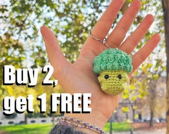 Crochet broccoli keychain