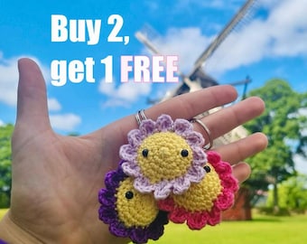 Crochet flower keychain