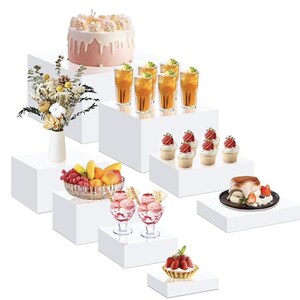 High Quality Acrylic Food Risers, SET OF 3 Display Stand, White Gloss ...
