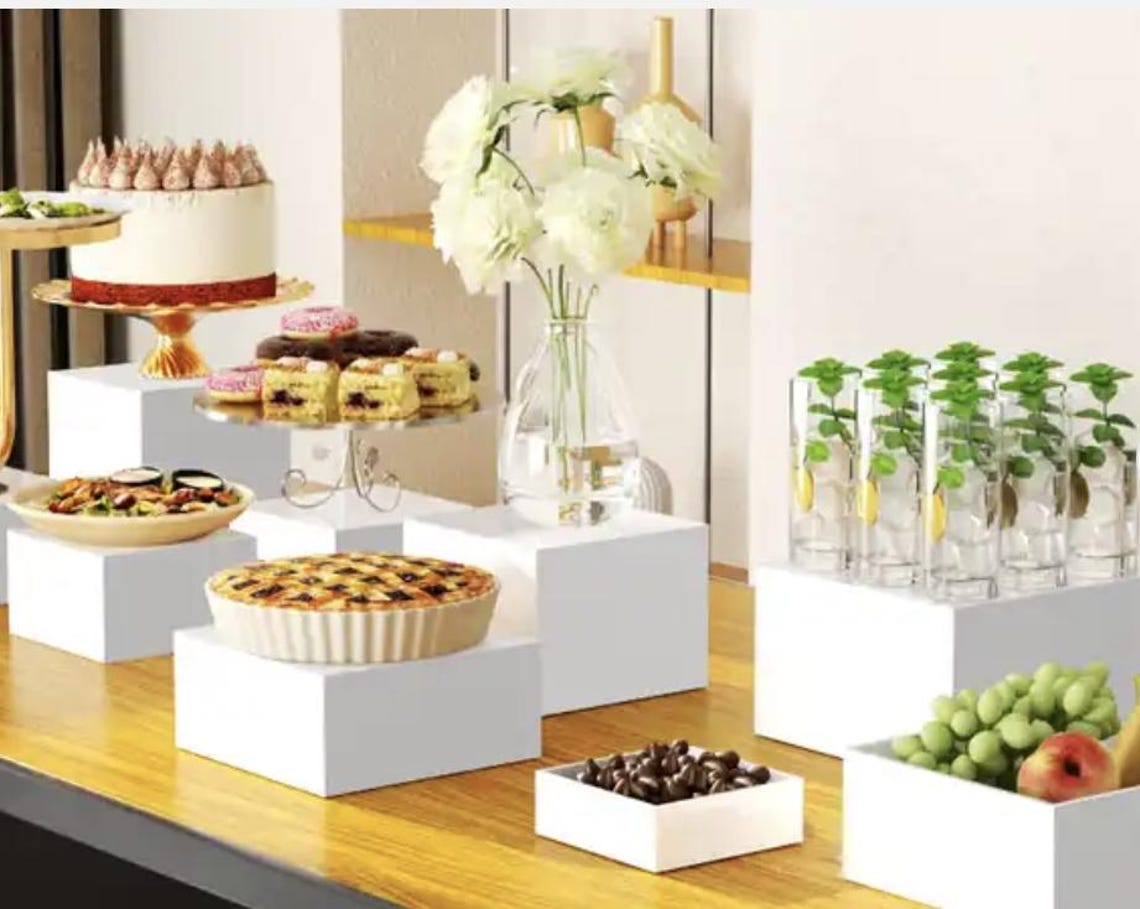 High Quality Acrylic Food Risers, SET OF 3 Display Stand, White Gloss ...