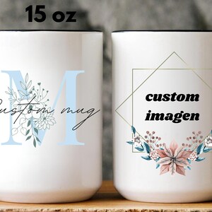 Name Mug, Initial Letter Mug, 15 oz 11 oz, Monogram Mug, Floral Alphabet Mug, Personalized Flower Coffee Mug, Gift for Mom Daughter