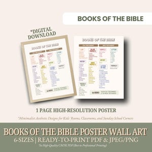 Books of the Bible Printable Kids Wall Art | Bible Chart | Old and New Testament Books | Christian Homeschool & Sunday School Decor
