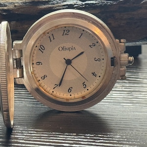 Mechanical Olimpia Pocket Watch Silver Plated Full Hunter with Skeleton back Poc